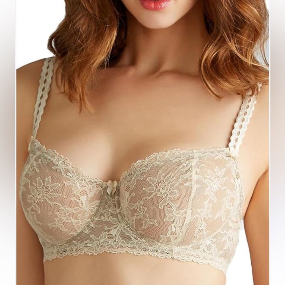 Felina Women's Harlow Ivory Floral Lace Demi Cup Underwire Bra Size 38DDD